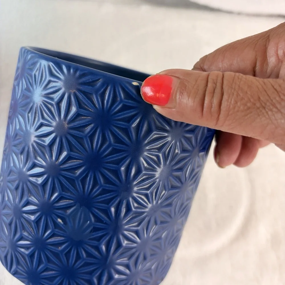Cobalt Blue Ceramic Kitchen Canister Bamboo Lid 5